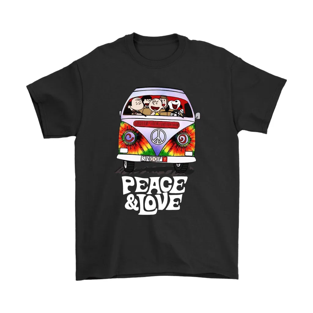 The Peanuts Love And Peace Van Snoopy Hippie Unisex T-Shirt, Hoodie, Sweatshirt