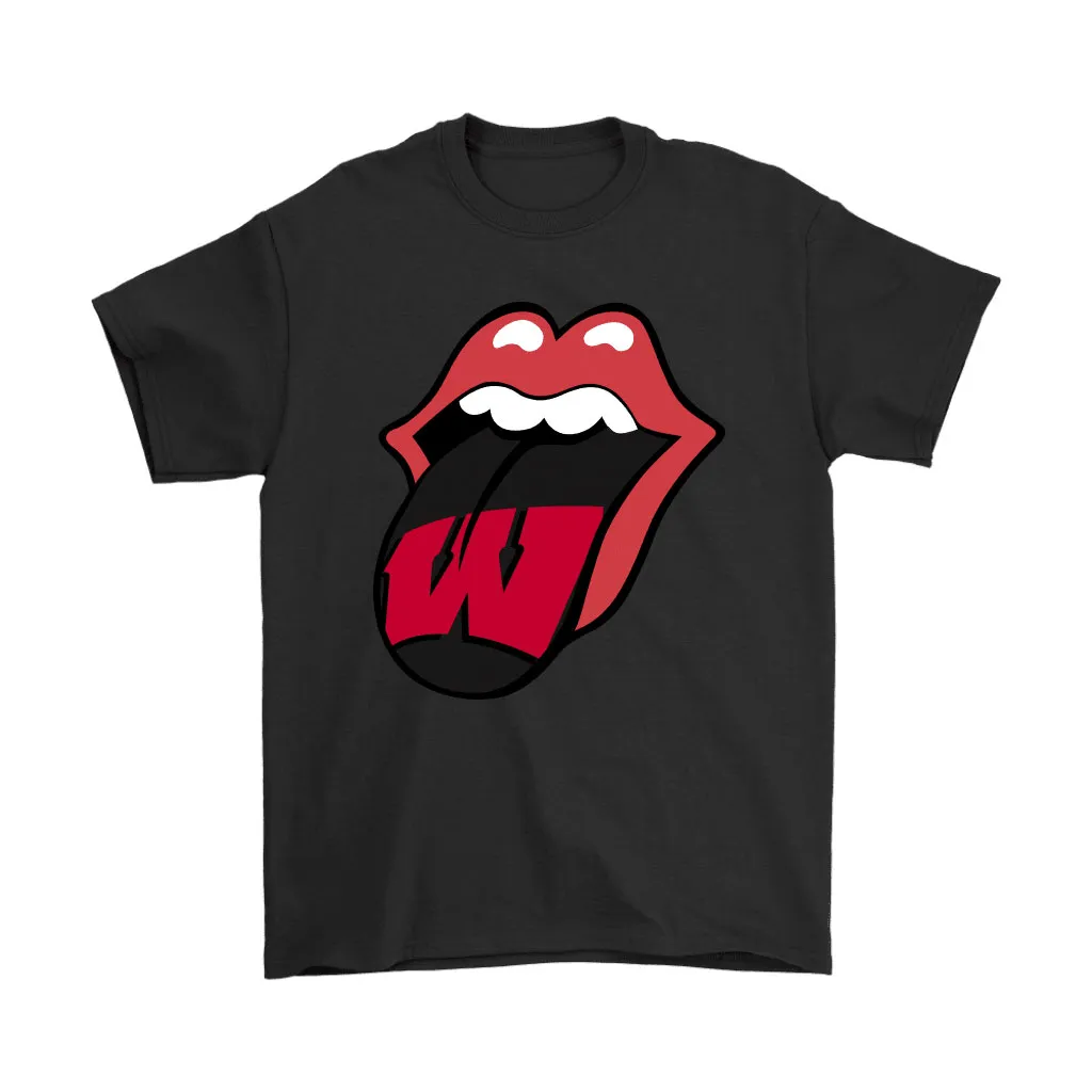 The Rolling Stones Logo X Wisconsin Badgers Mashup Ncaa Unisex T-Shirt, Hoodie, Sweatshirt