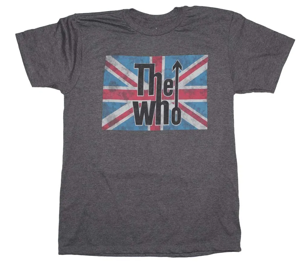 The Who Union Jack Logo Mens T Shirt Heather Charcoal