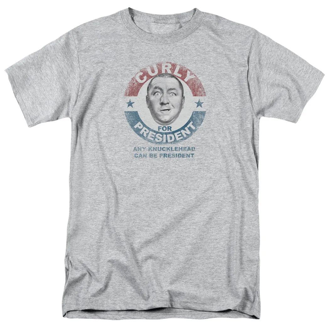 Three Stooges Curly For President Mens T Shirt Athletic Heather