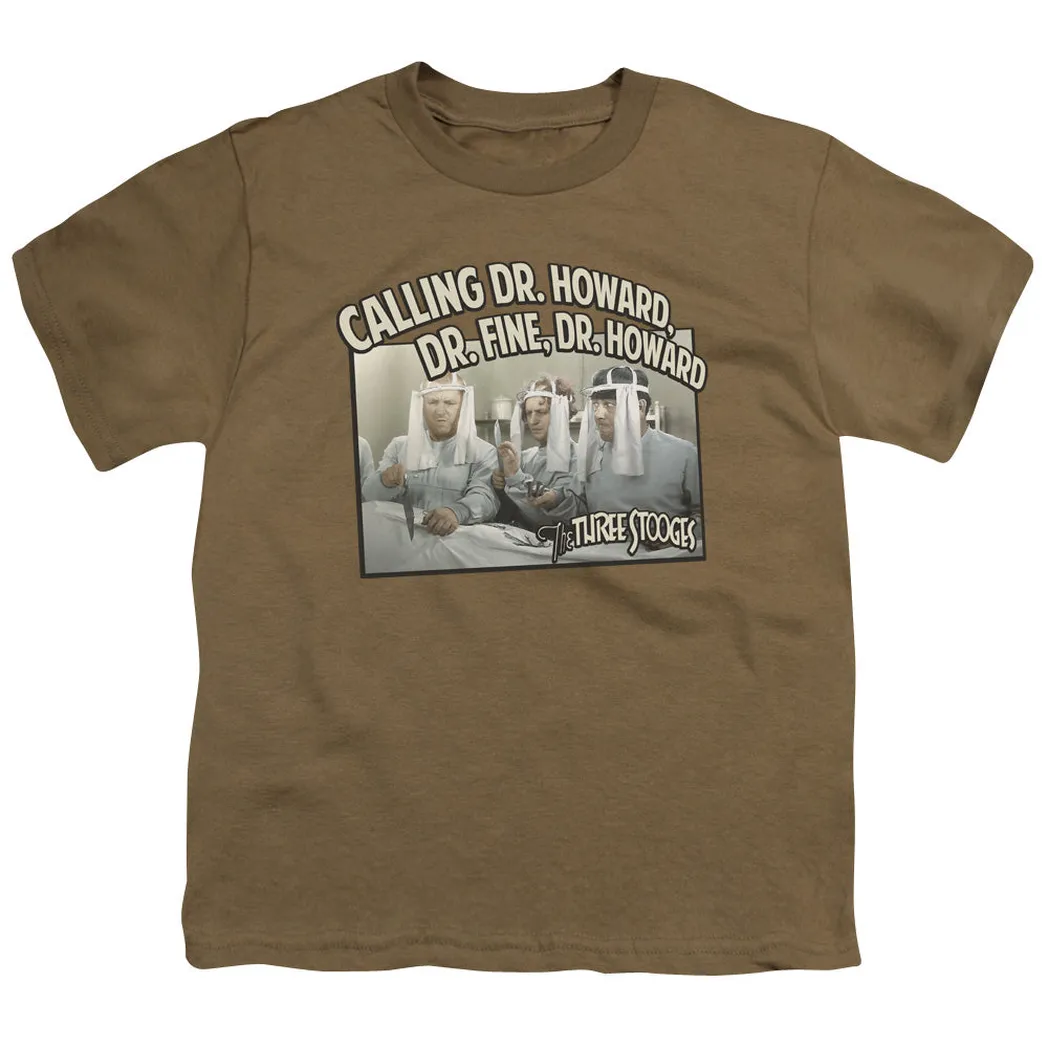 Three Stooges Doctor Kids Youth T Shirt Safari Green