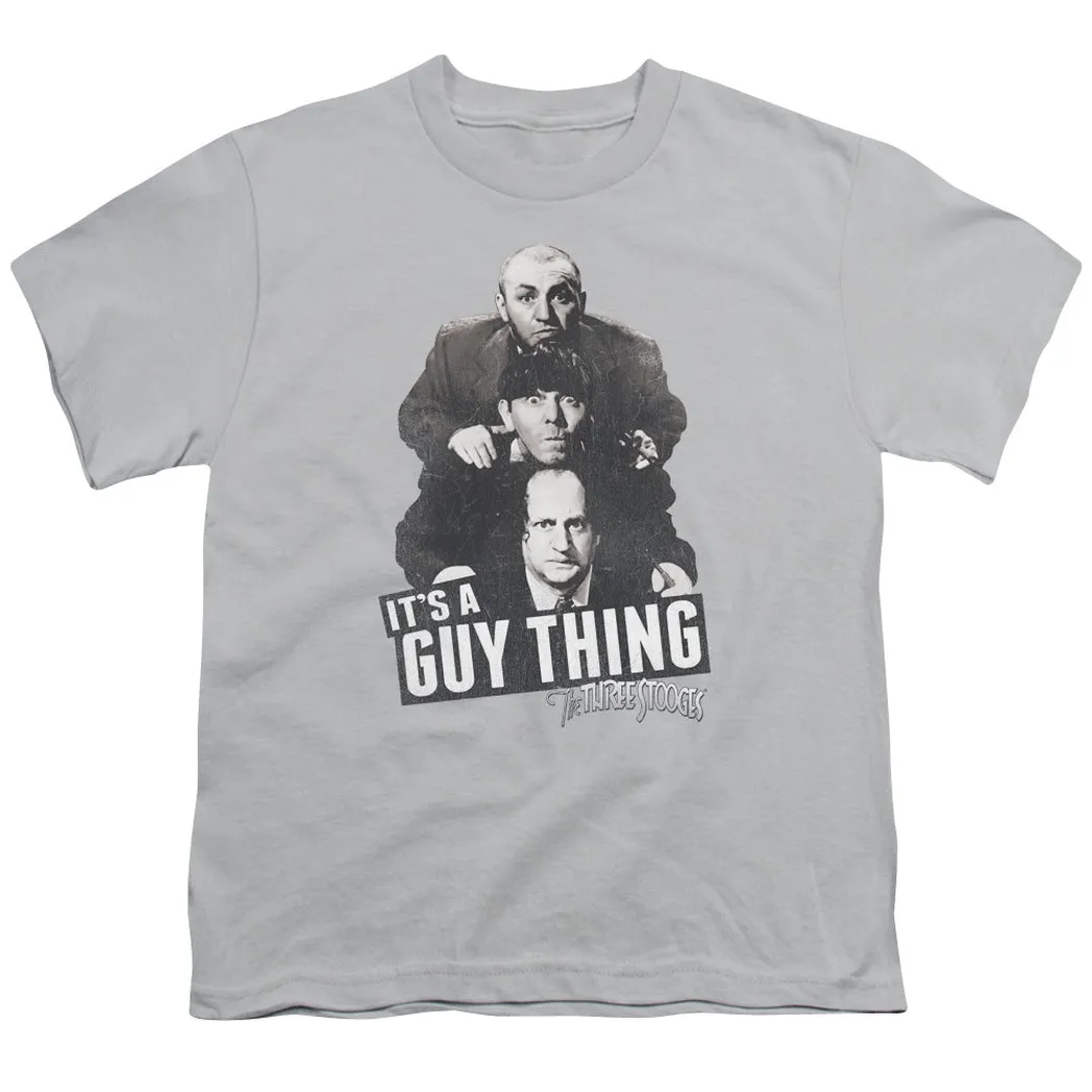 Three Stooges Guy Thing Kids Youth T Shirt Silver