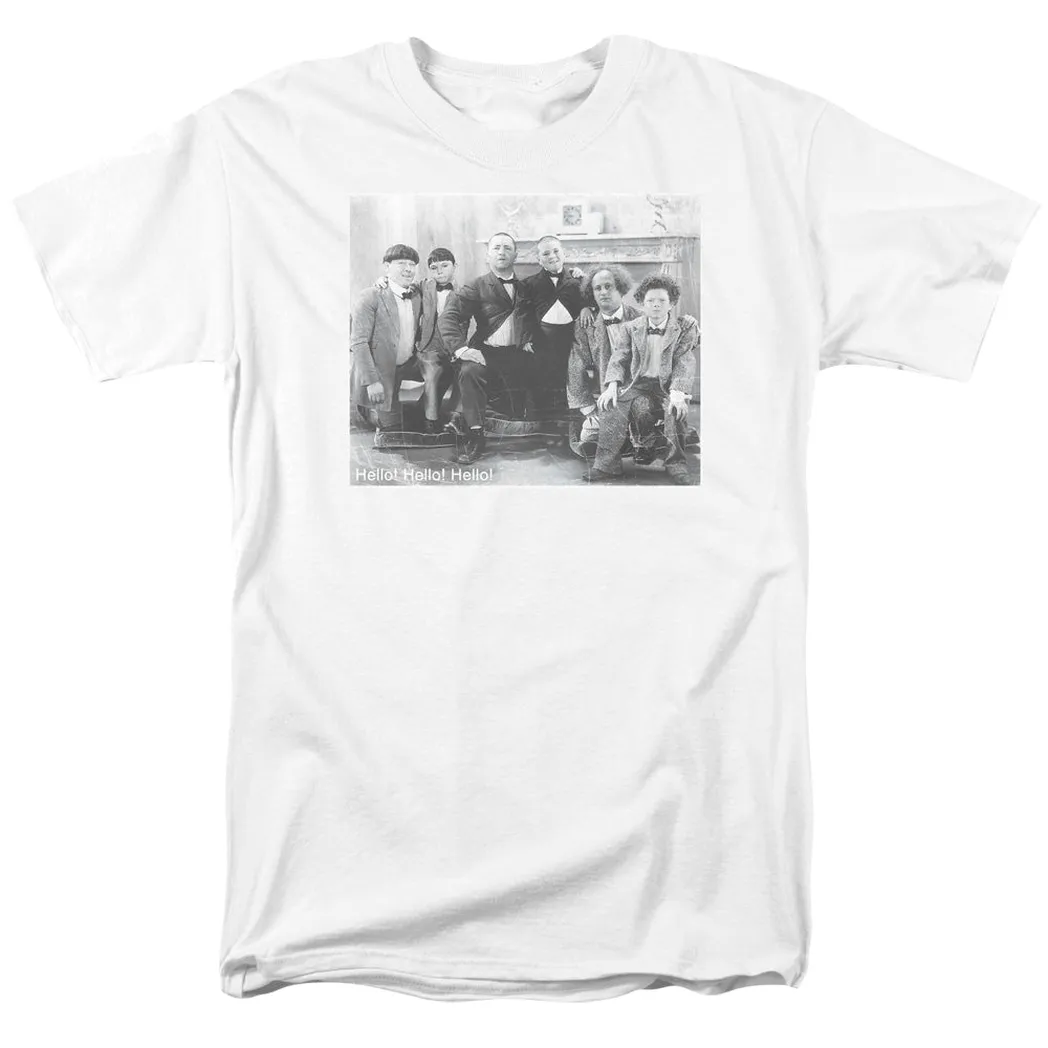 Three Stooges Hello Mens T Shirt White