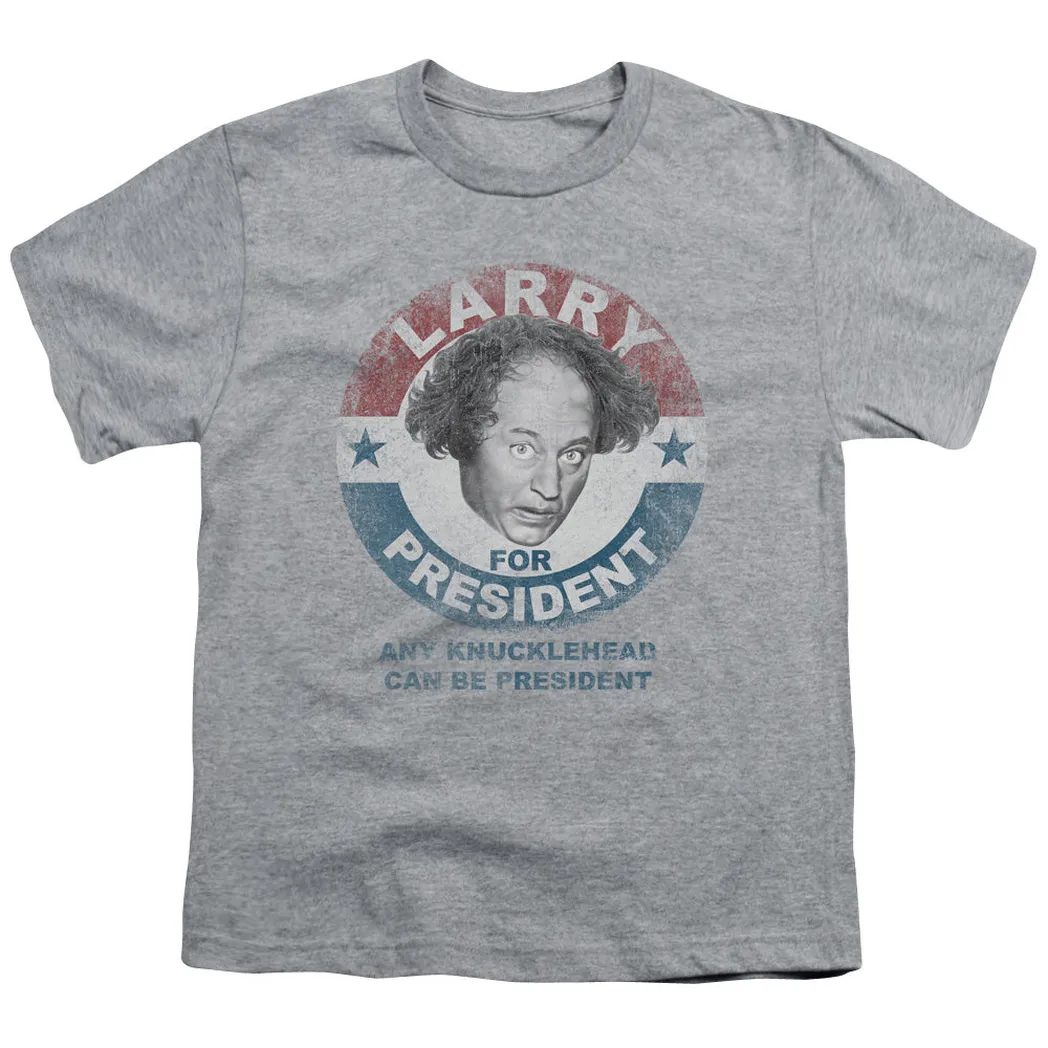 Three Stooges Larry For President Kids Youth T Shirt Athletic Heather