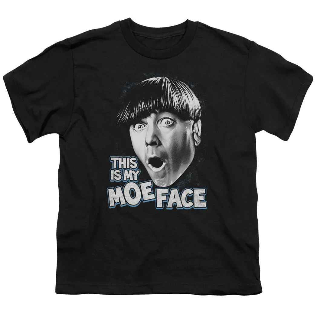 Three Stooges Moe Face Kids Youth T Shirt Black