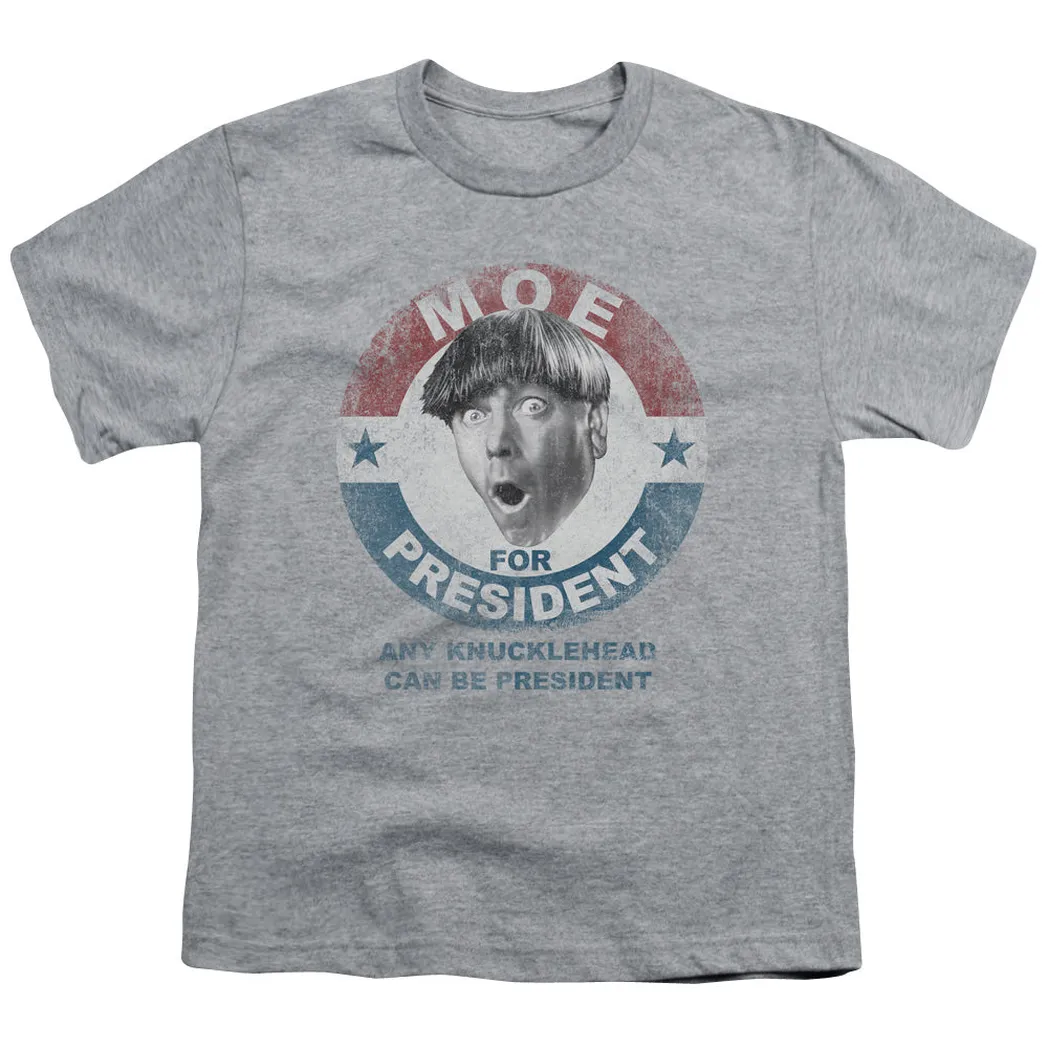 Three Stooges Moe For President Kids Youth T Shirt Athletic Heather