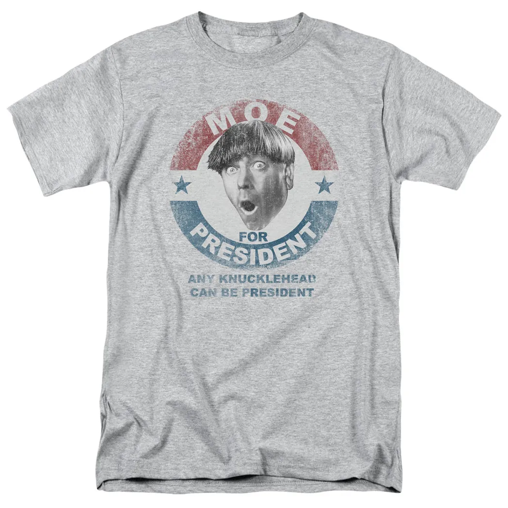 Three Stooges Moe For President Mens T Shirt Athletic Heather