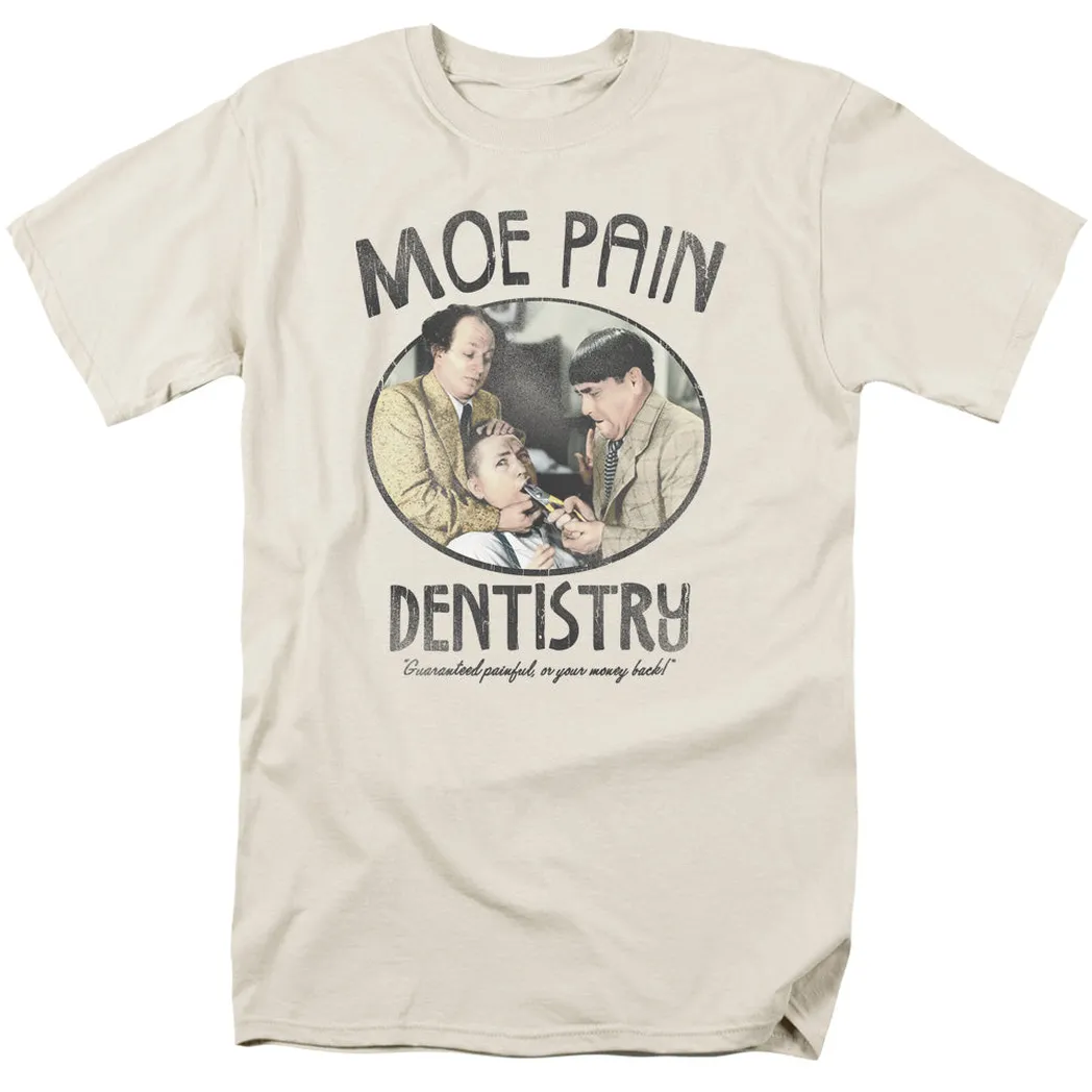 Three Stooges Moe Pain Mens T Shirt Cream