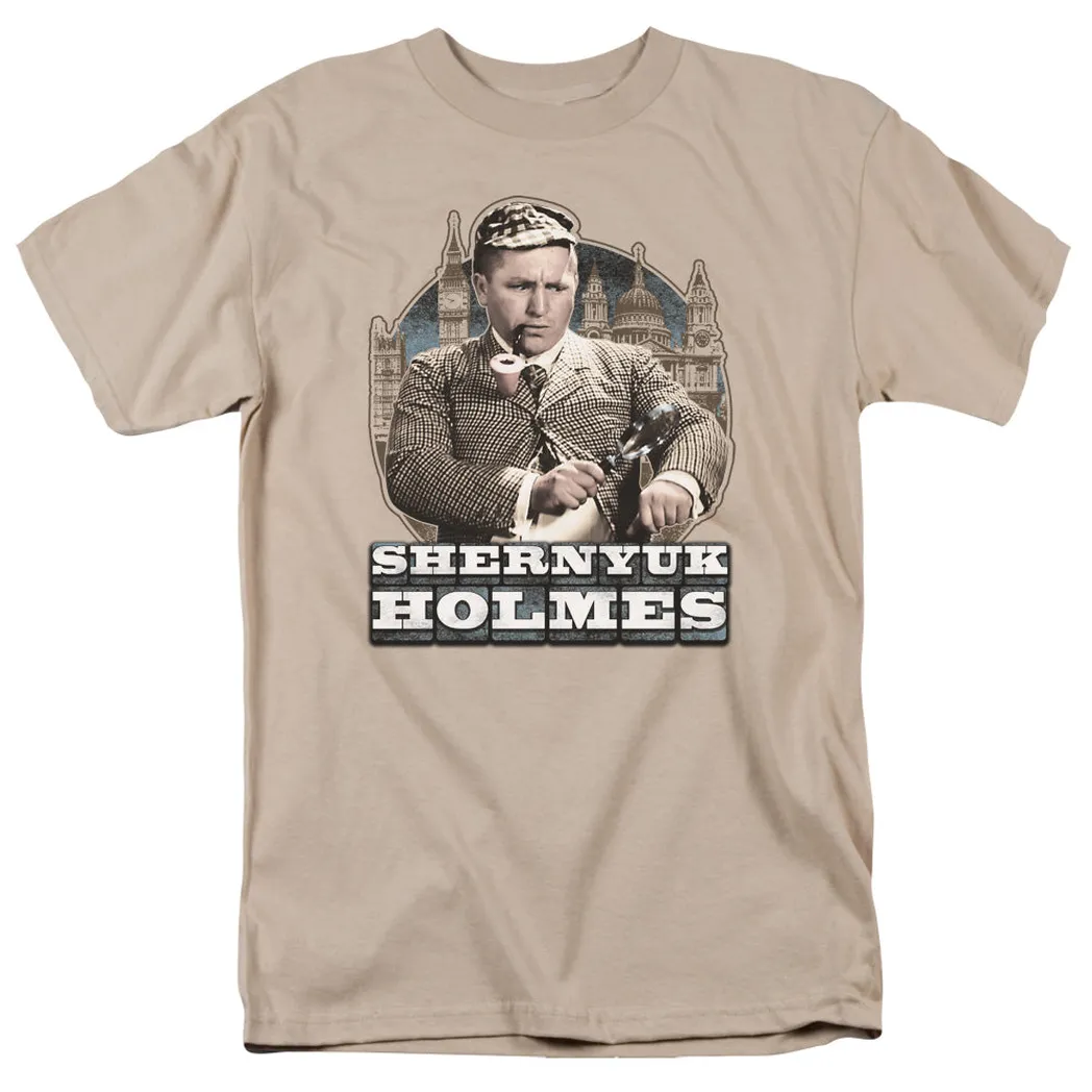 Three Stooges Shernyuk Holmes Mens T Shirt Sand