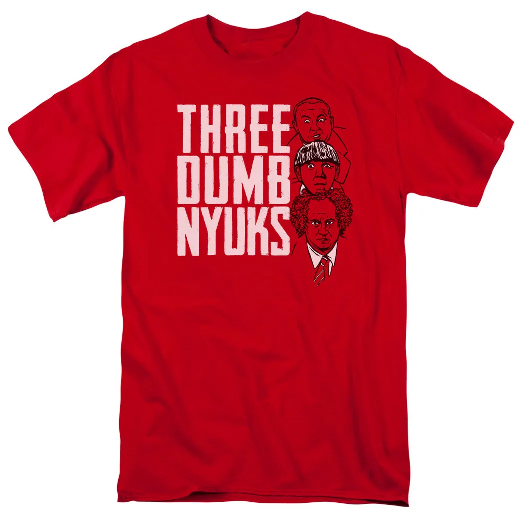 Three Stooges Three Dumb Nyuks Mens T Shirt Red