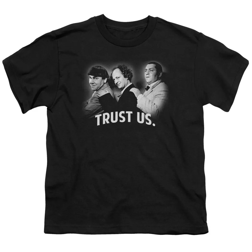 Three Stooges Turst Us Kids Youth T Shirt Black