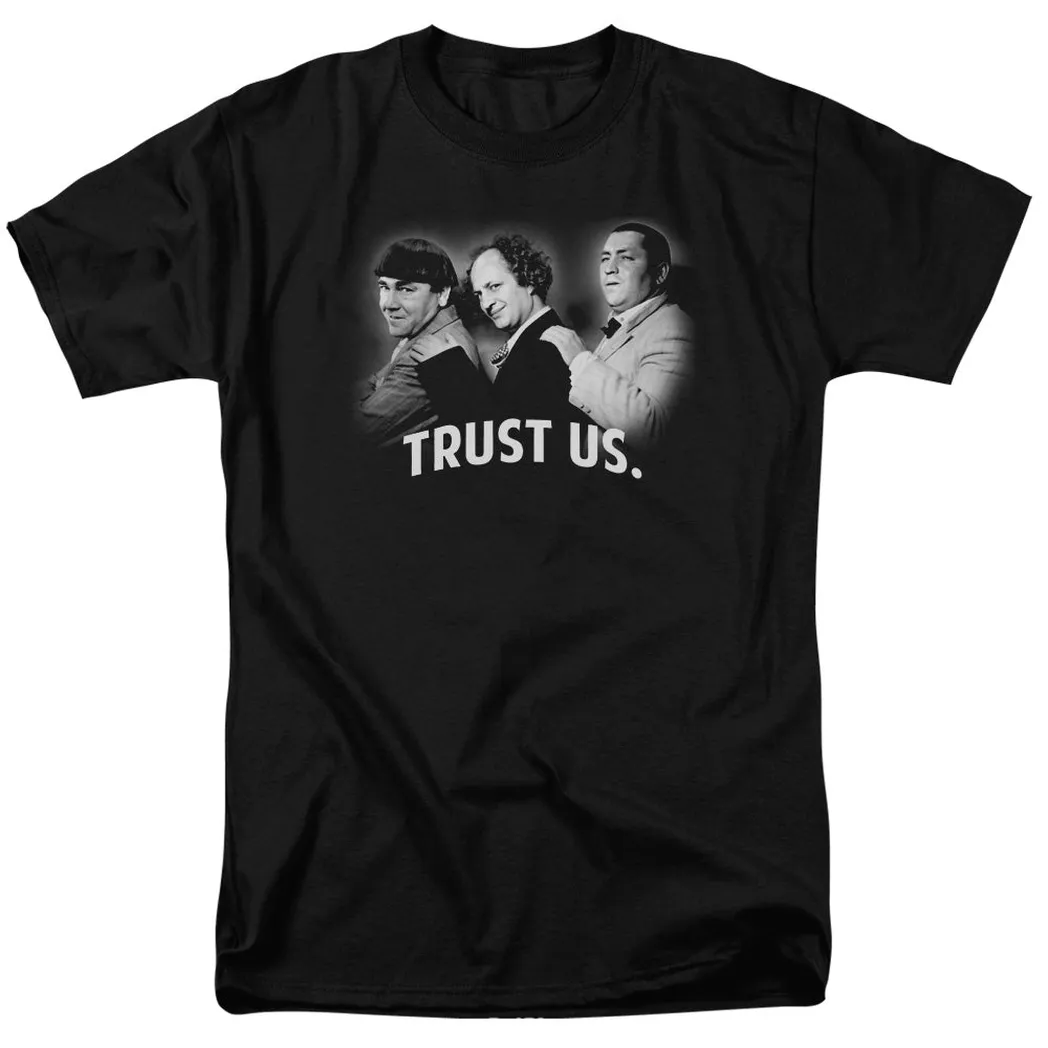 Three Stooges Turst Us Mens T Shirt Black