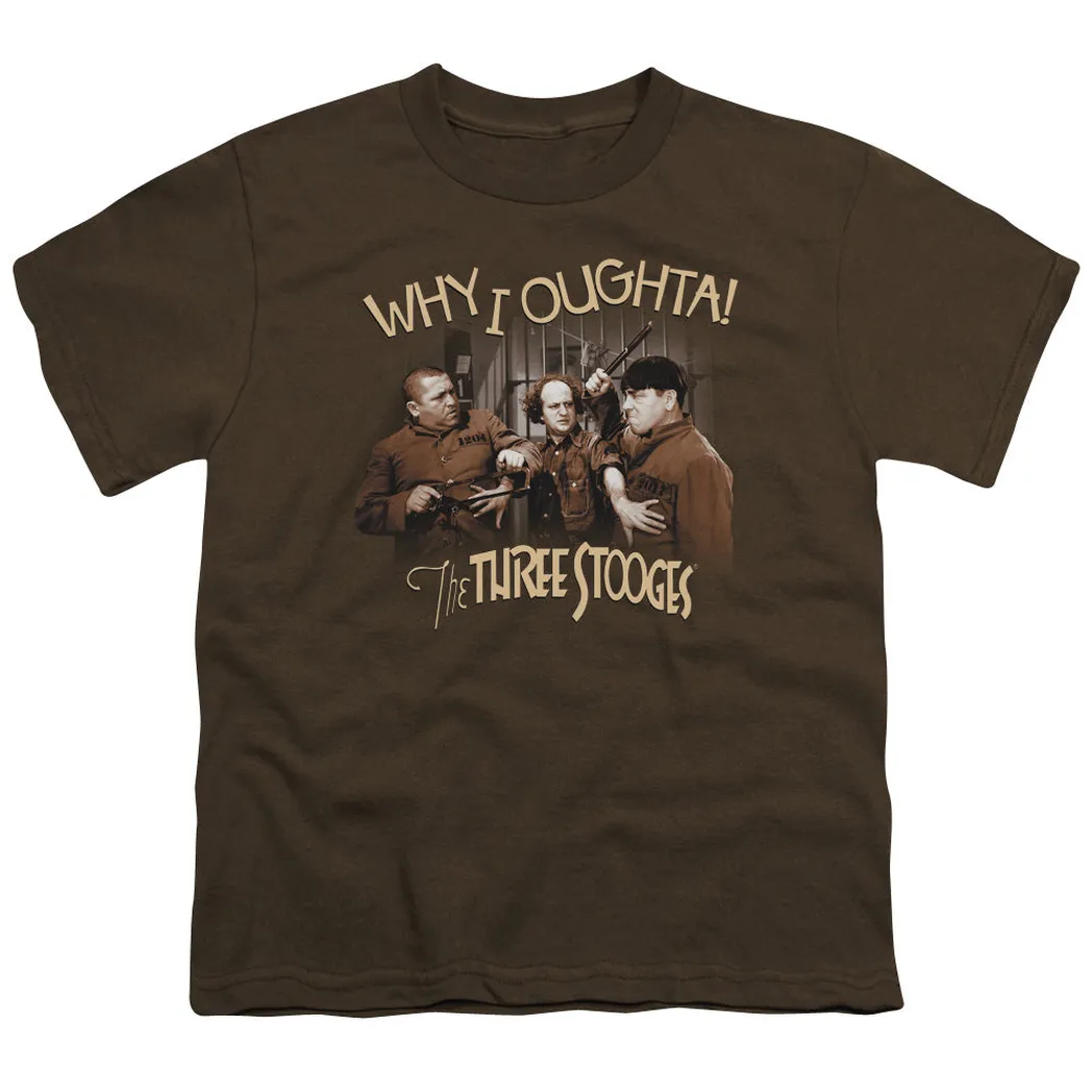 Three Stooges Why I Oughta Kids Youth T Shirt Coffee