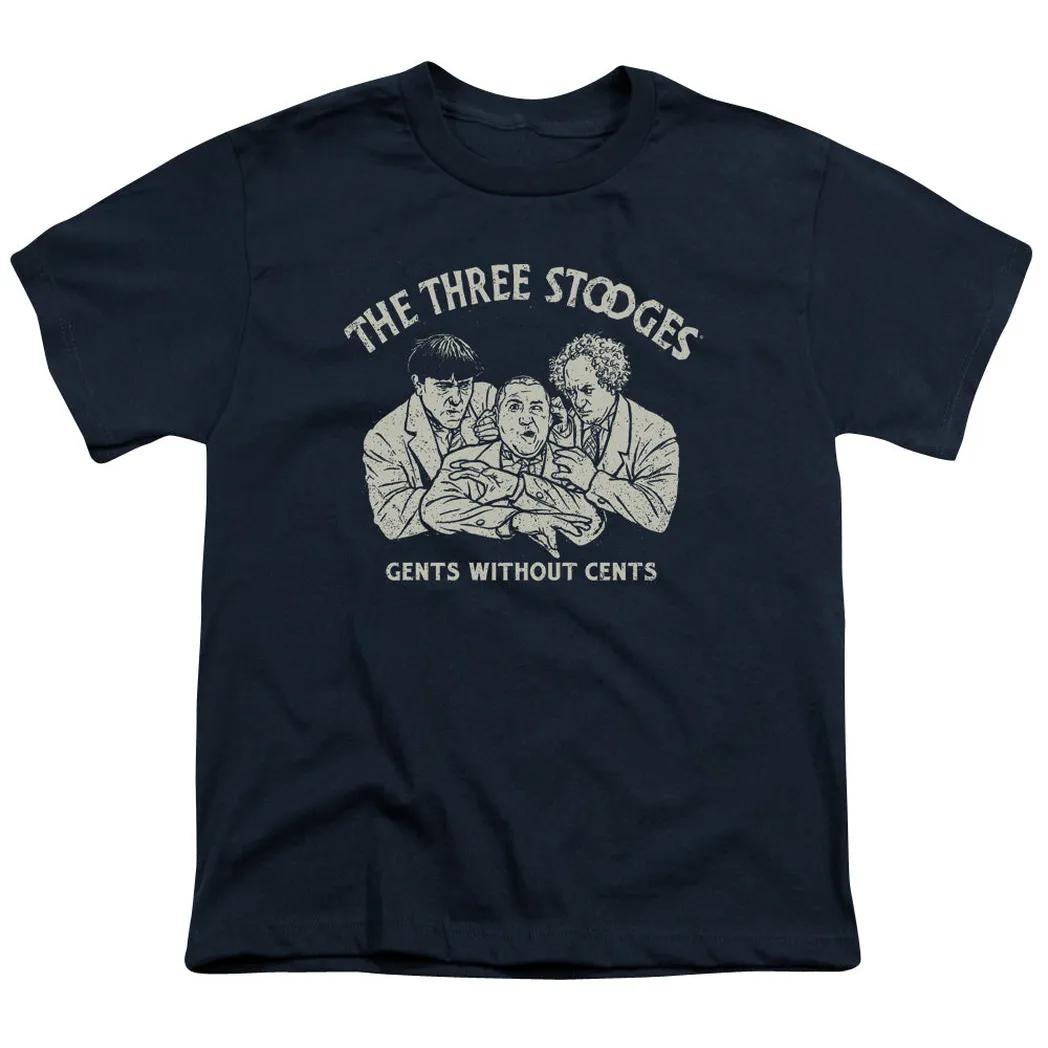 Three Stooges Without Cents Kids Youth T Shirt Navy Blue