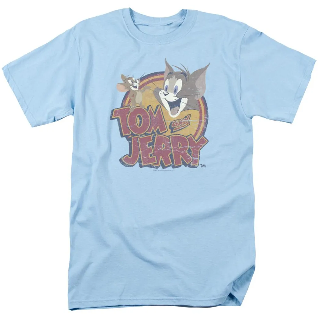 Tom and Jerry Water Damaged Mens T Shirt Light Blue