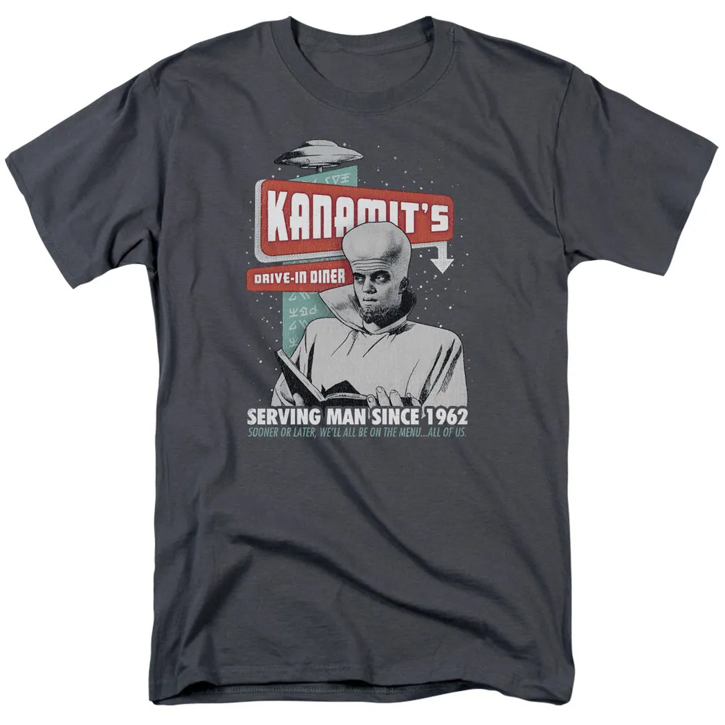 Twilight Zone Kanamits Diner Mens T Shirt Charcoal