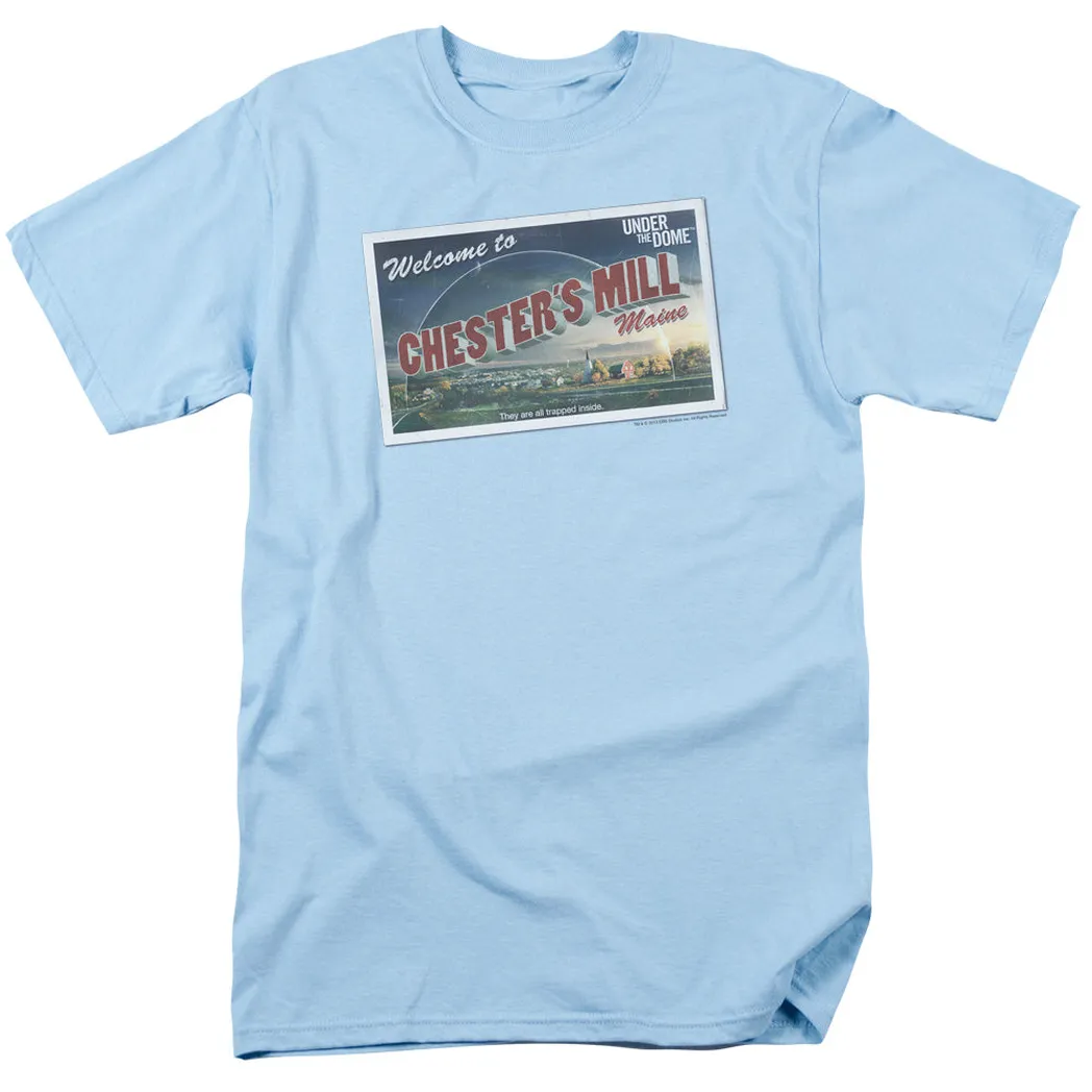 Under the Dome Postcard Mens T Shirt Light Blue