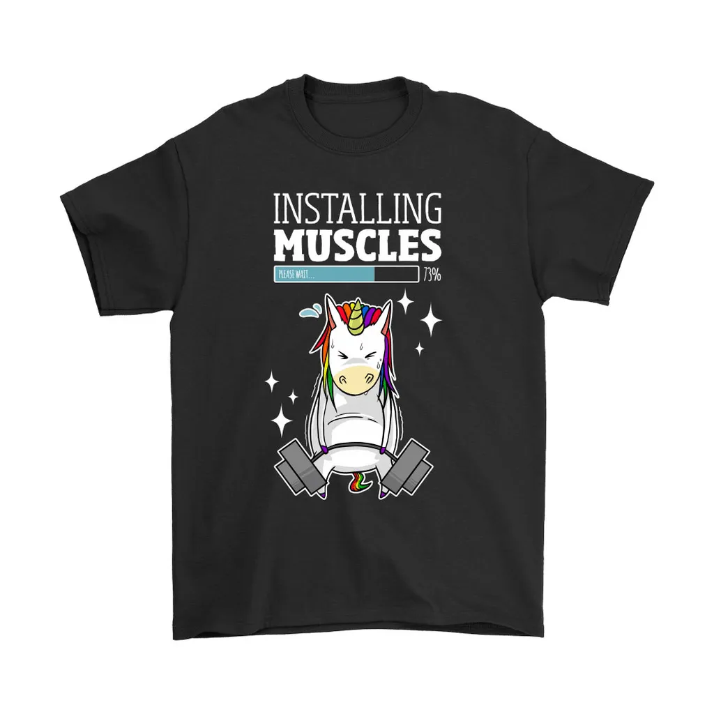 Unicorn Installing Muscles Unisex T-Shirt, Hoodie, Sweatshirt