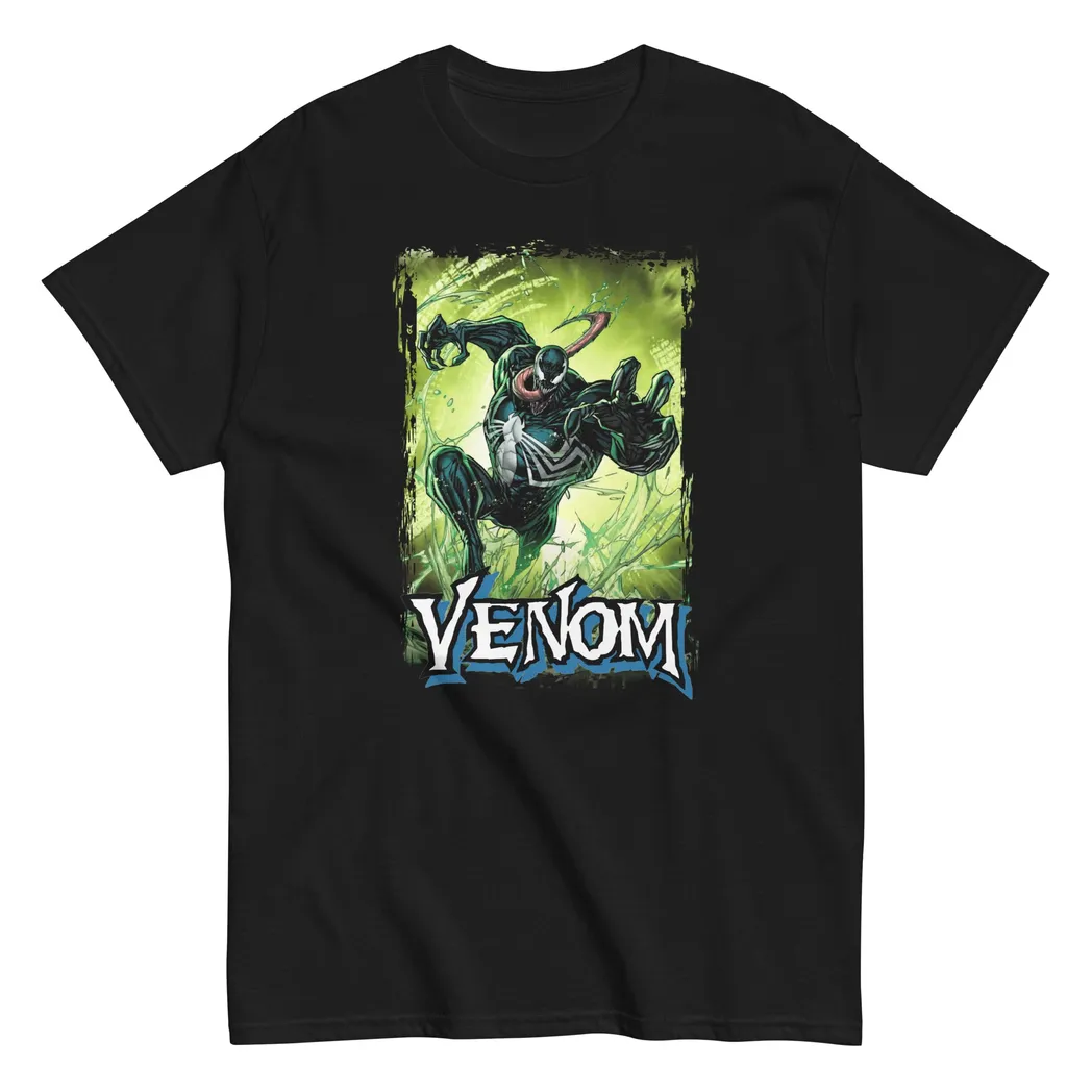 Venom Green Animated Mens T-Shirt Black