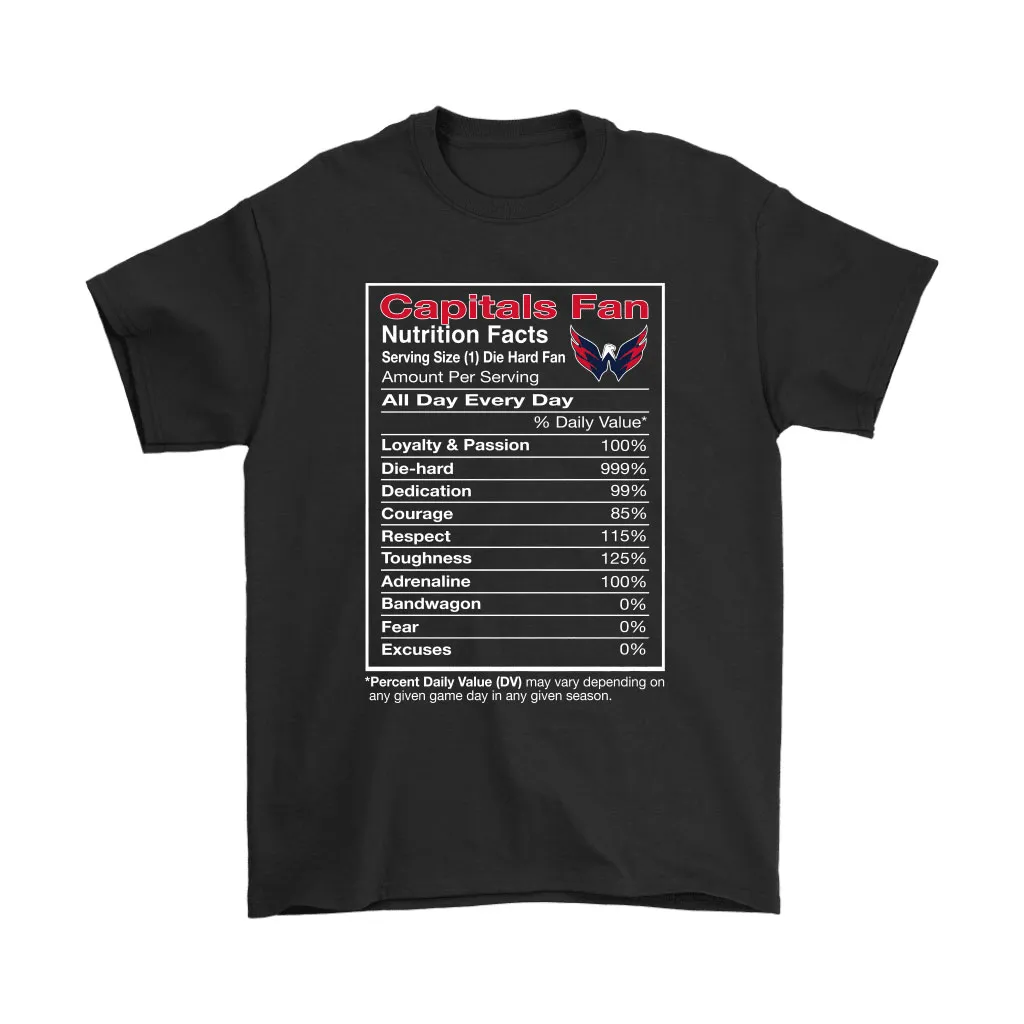 Washington Capitals Nutrition Facts Die Hard Fan Unisex T-Shirt, Hoodie, Sweatshirt