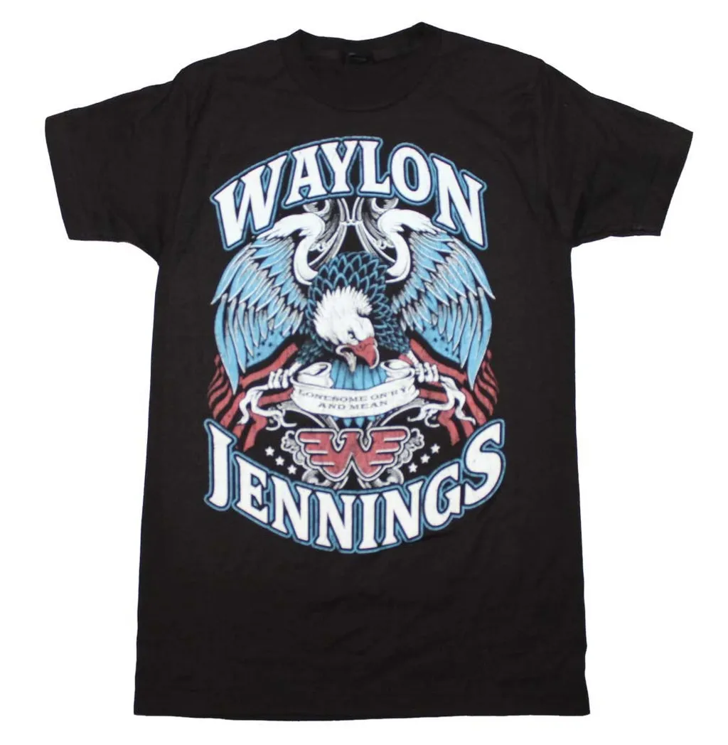 Waylon Jennings Lonesome Mens T Shirt Black