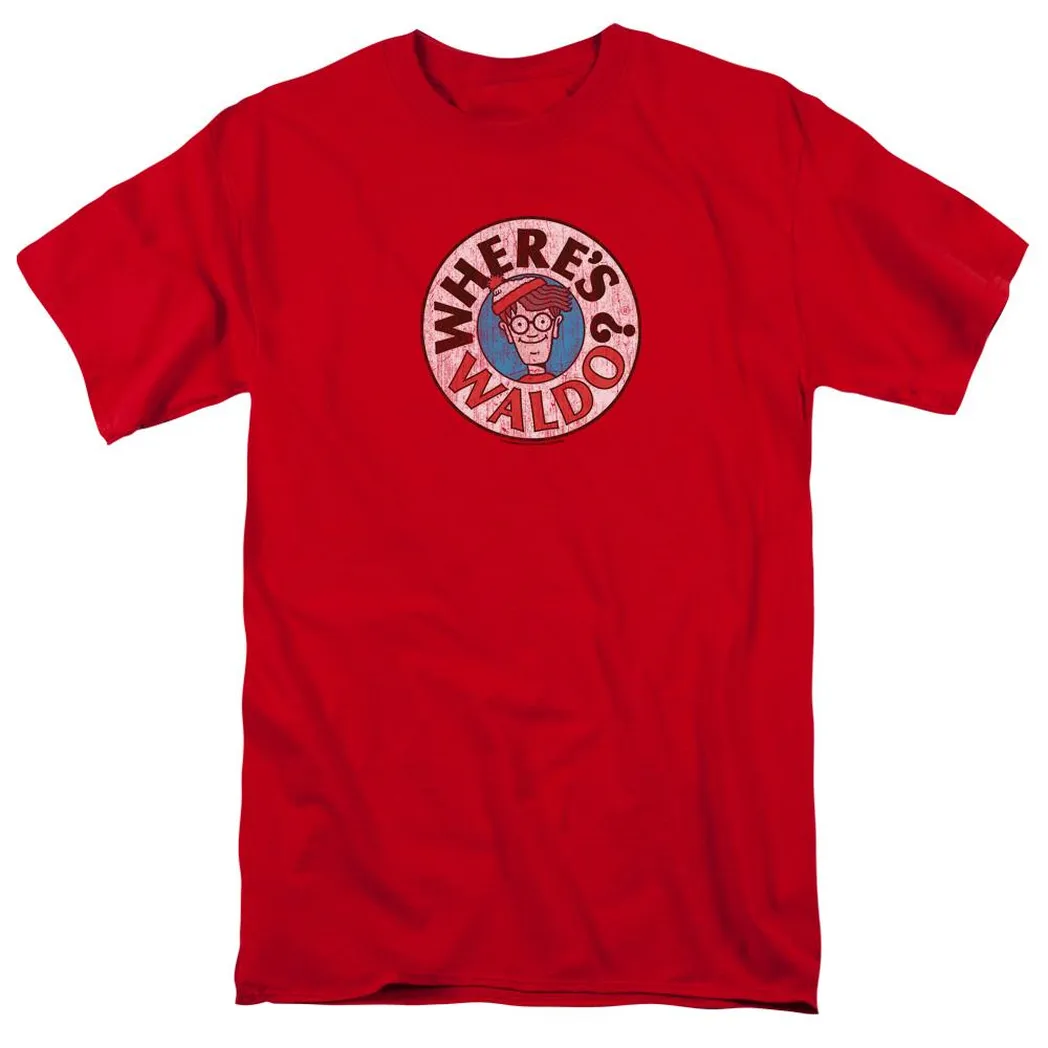 Wheres Waldo Waldo Logo Mens T Shirt Red