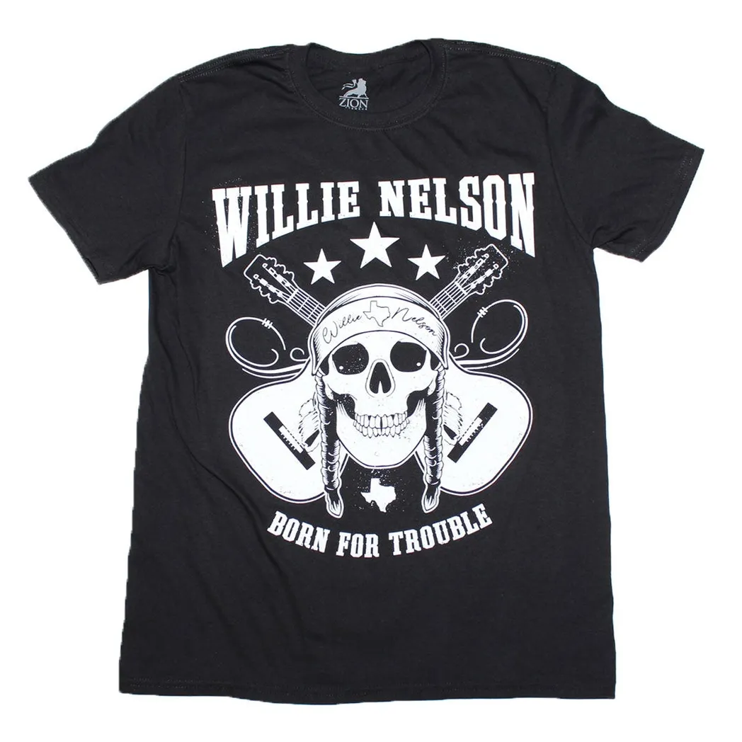 Willie Nelson Skull Mens T Shirt Black