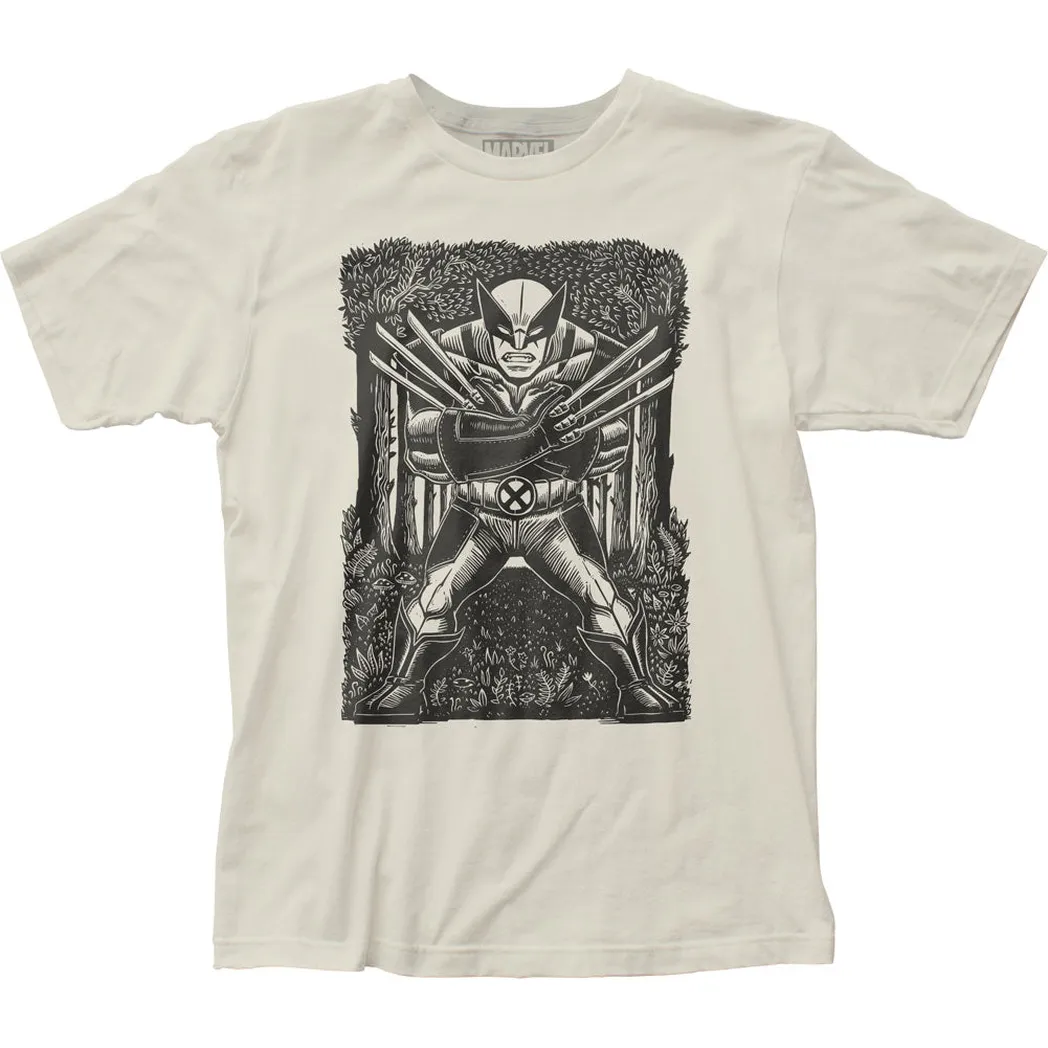 Wolverine Woodcut Mens T Shirt Vintage White