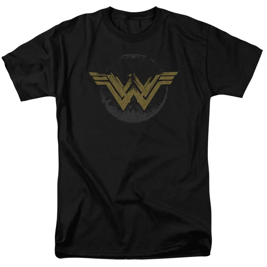 Wonder Woman Movie Distressed Logo Mens T Shirt Black