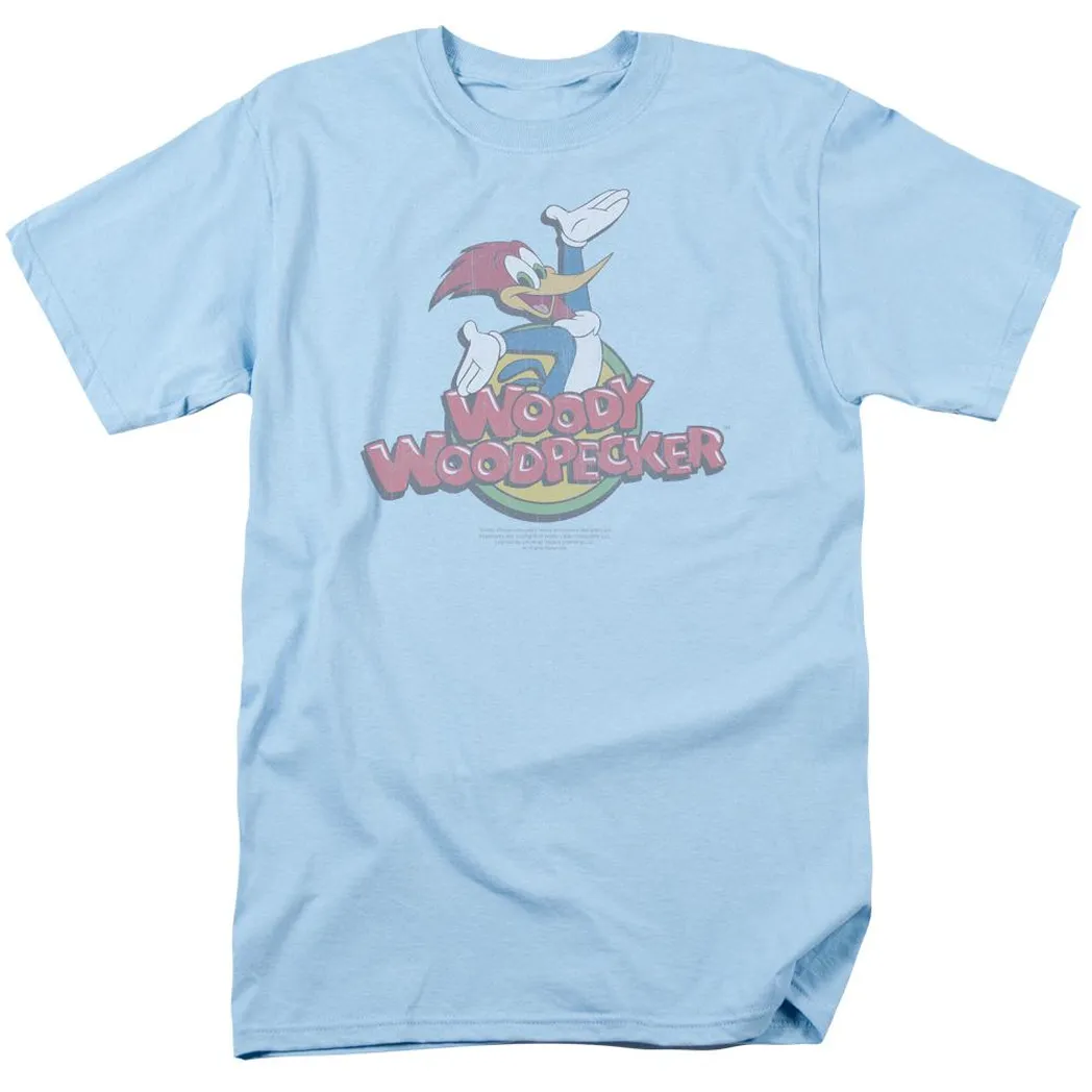 Woody Woodpecker Retro Fade Mens T Shirt Light Blue