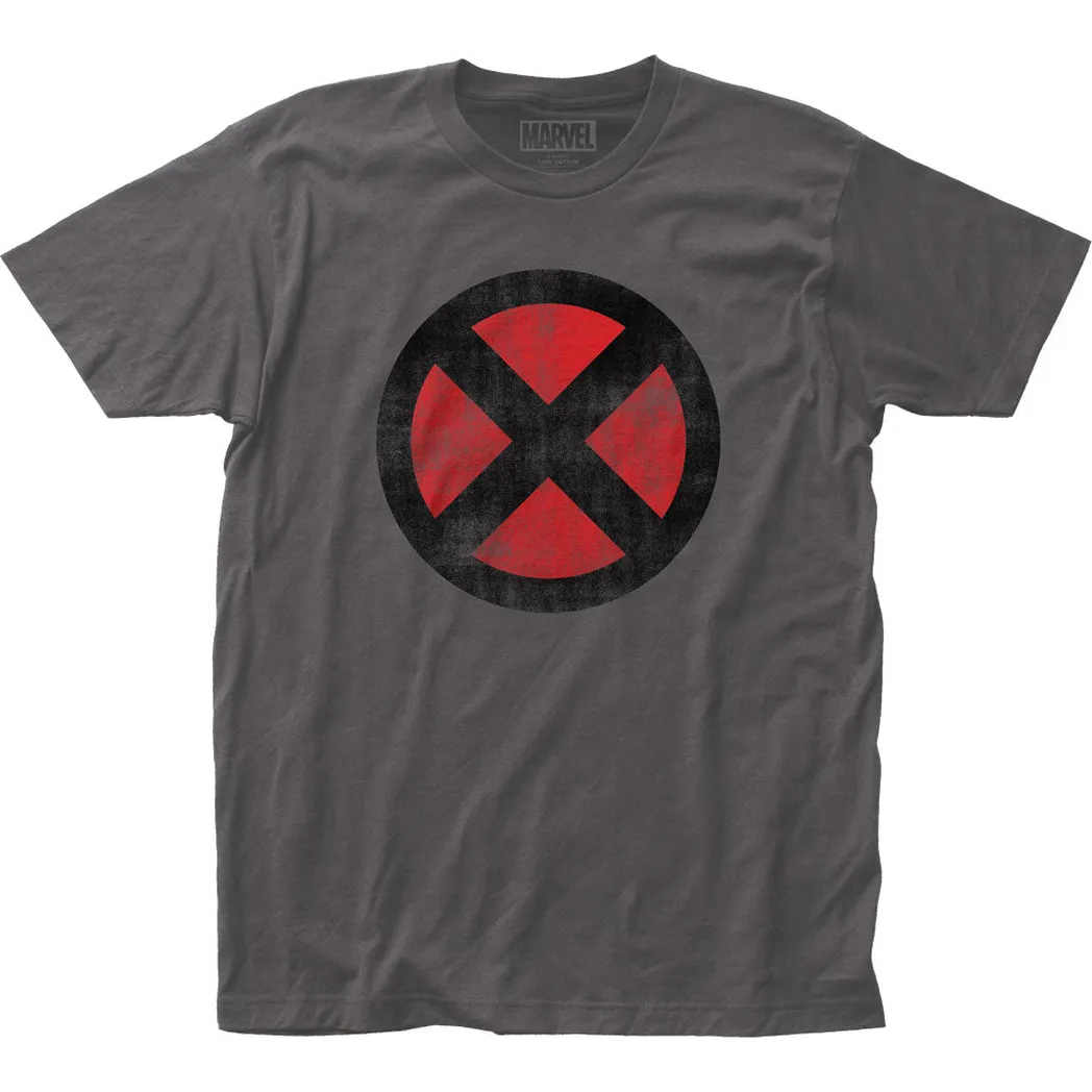 X-Men Distressed Logo Mens T Shirt Charcoal