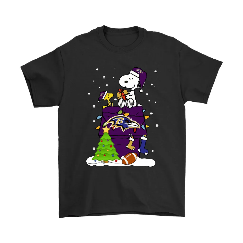 A Happy Christmas With Baltimore Ravens Snoopy Men Women T-shirt, Hoodie, Sweatshirt