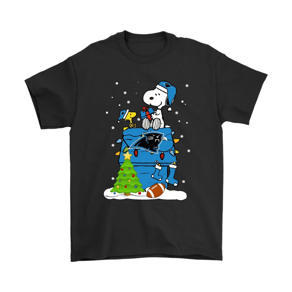 A Happy Christmas With Carolina Panthers Snoopy Men Women T-shirt, Hoodie, Sweatshirt