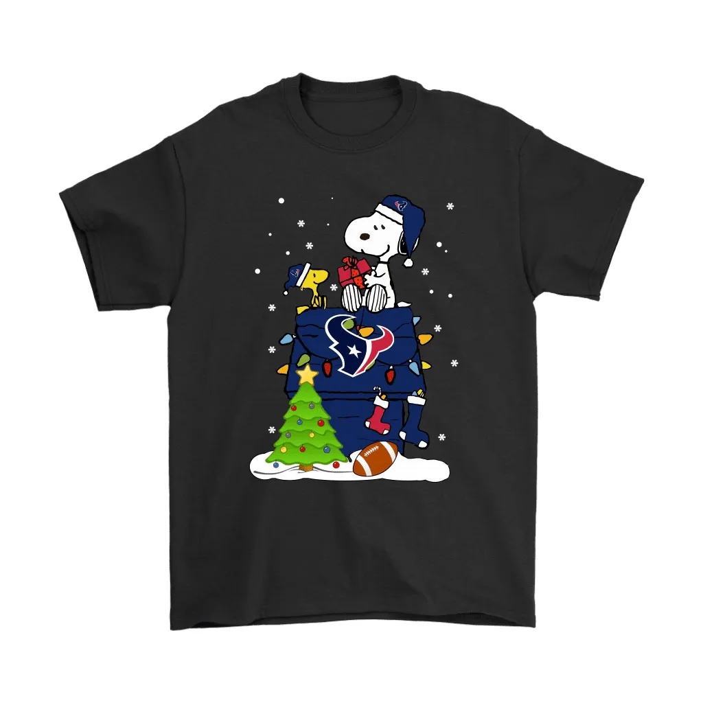 A Happy Christmas With Houston Texans Snoopy Men Women T-shirt, Hoodie, Sweatshirt