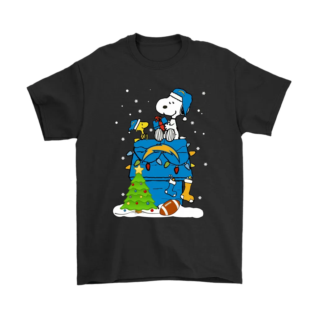 A Happy Christmas With Los Angeles Chargers Snoopy Men Women T-shirt, Hoodie, Sweatshirt