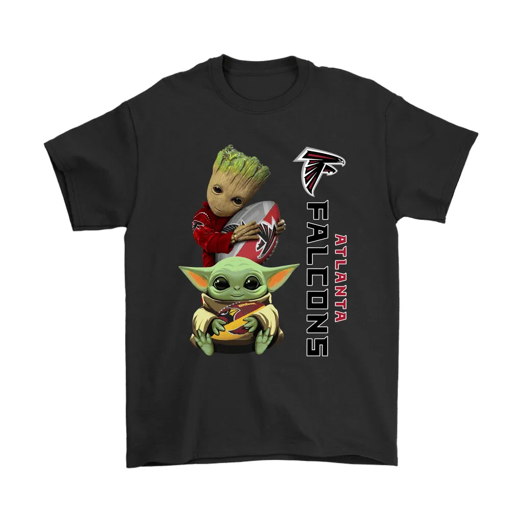 Baby Yoda And Groot Hug Atlanta Falcons Nfl Men Women T-shirt, Hoodie, Sweatshirt