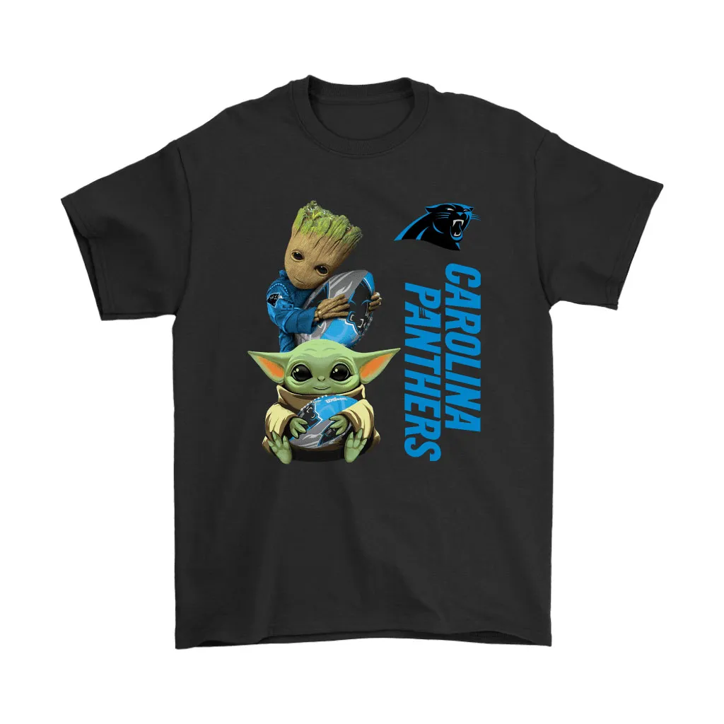 Baby Yoda And Groot Hug Carolina Panthers Nfl Men Women T-shirt, Hoodie, Sweatshirt