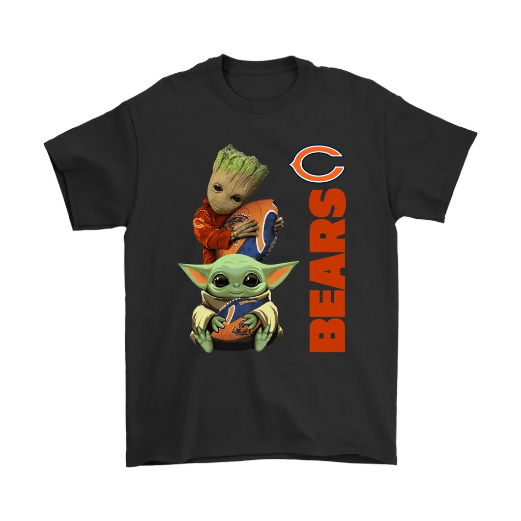 Baby Yoda And Groot Hug Chicago Bears Nfl Men Women T-shirt, Hoodie, Sweatshirt