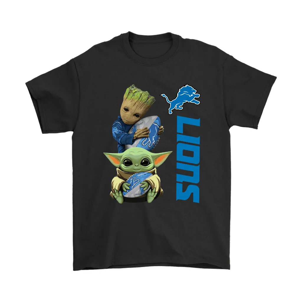 Baby Yoda And Groot Hug Detroit Lions Nfl Men Women T-shirt, Hoodie, Sweatshirt