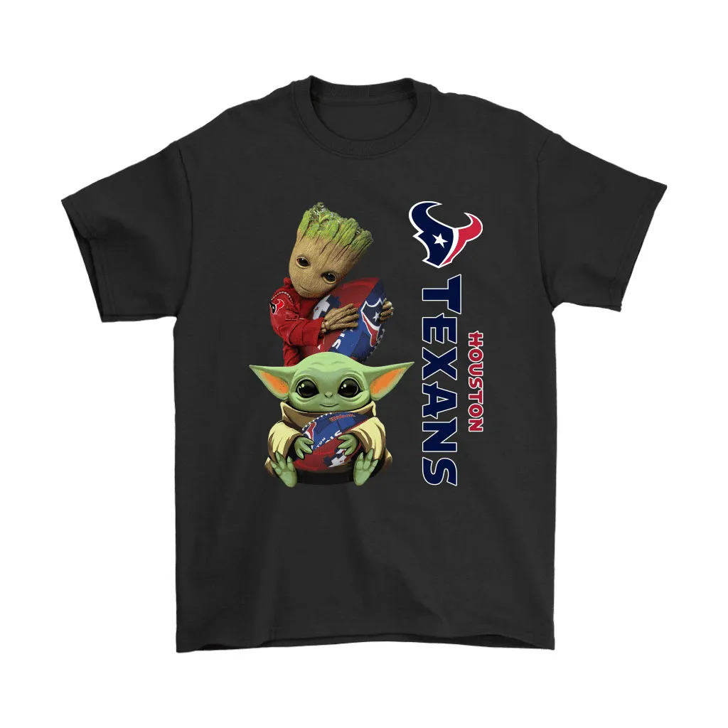 Baby Yoda And Groot Hug Houston Texans Nfl Men Women T-shirt, Hoodie, Sweatshirt