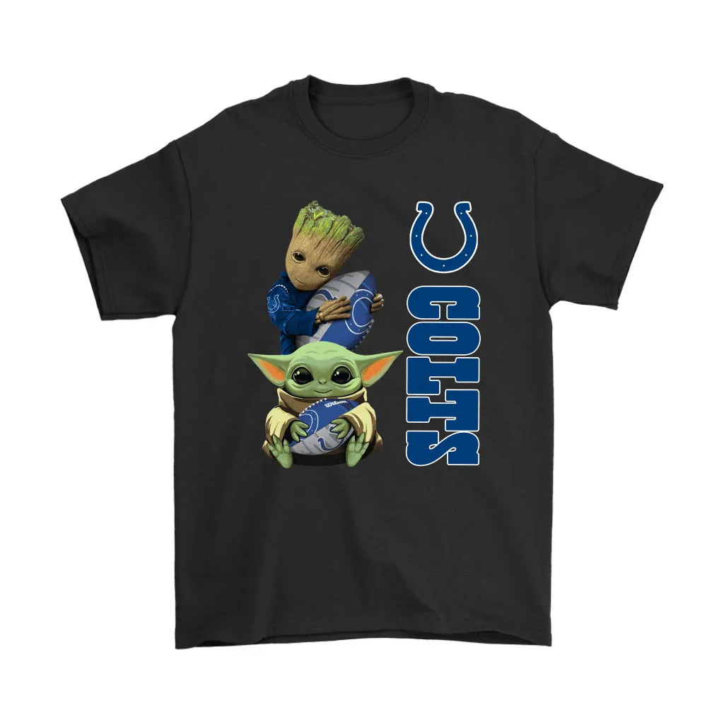 Baby Yoda And Groot Hug Indianapolis Colts Nfl Men Women T-shirt, Hoodie, Sweatshirt