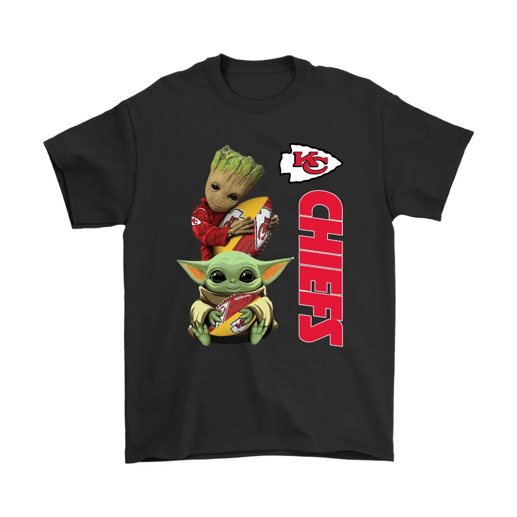 Baby Yoda And Groot Hug Kansas City Chiefs Nfl Men Women T-shirt, Hoodie, Sweatshirt