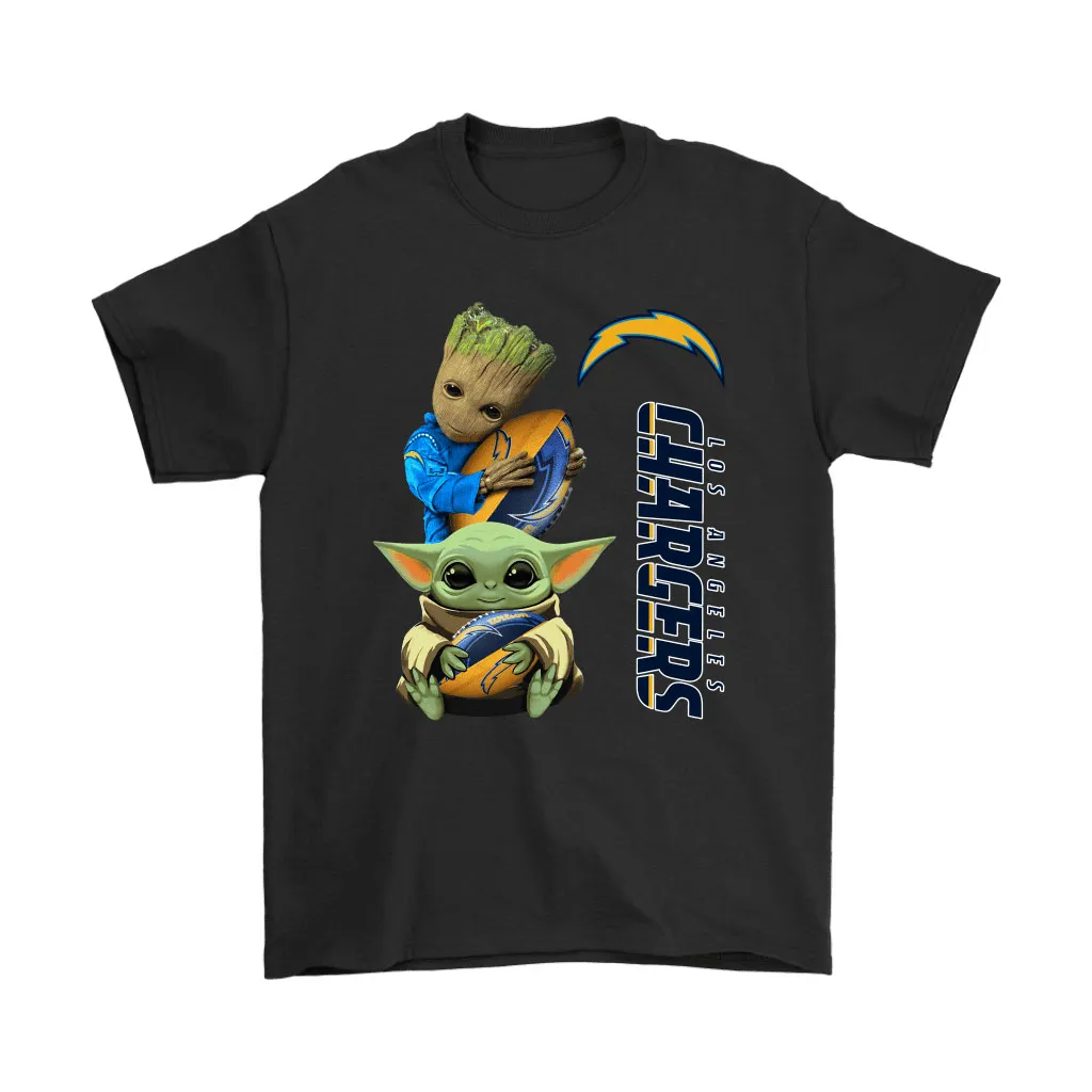 Baby Yoda And Groot Hug Los Angeles Chargers Nfl Men Women T-shirt, Hoodie, Sweatshirt