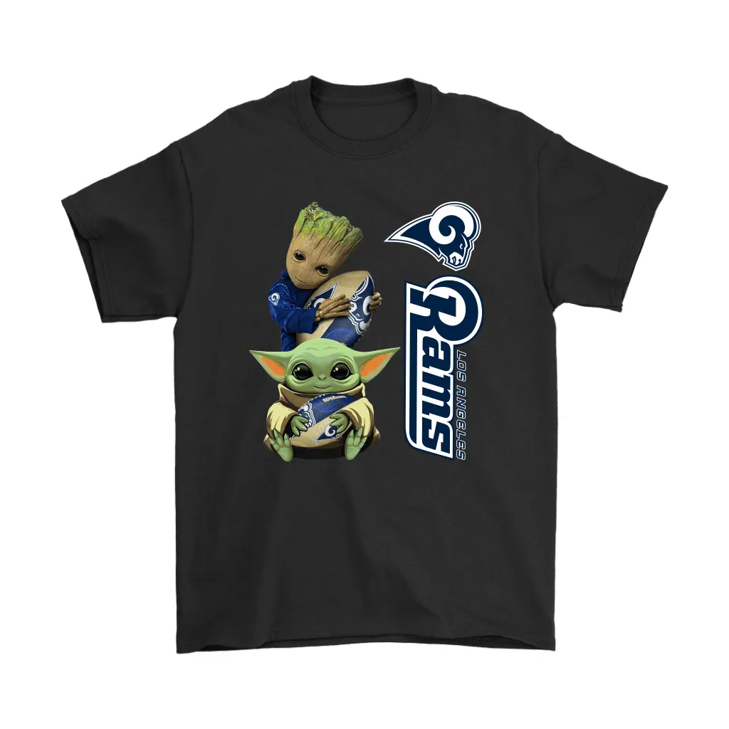 Baby Yoda And Groot Hug Los Angeles Rams Nfl Men Women T-shirt, Hoodie, Sweatshirt