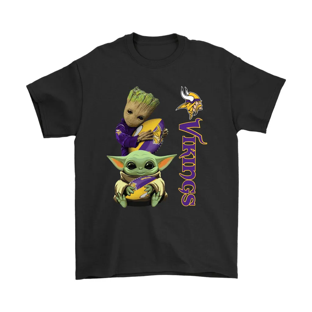 Baby Yoda And Groot Hug Minnesota Vikings Nfl Men Women T-shirt, Hoodie, Sweatshirt