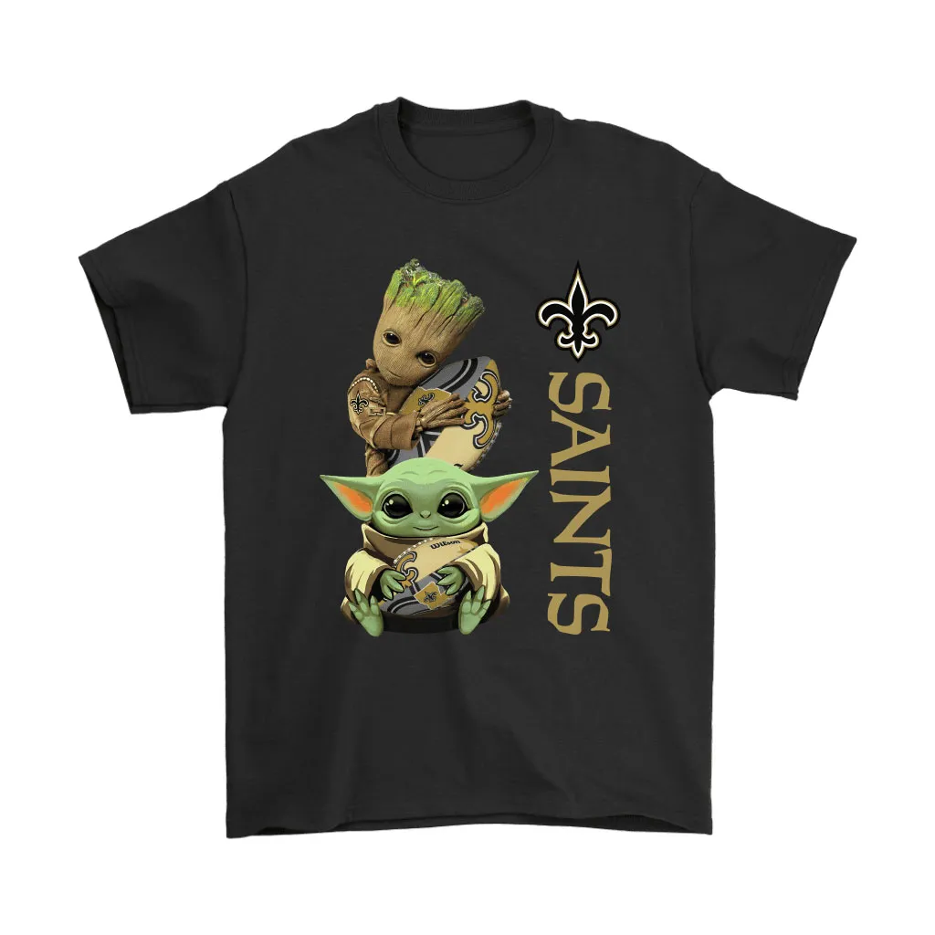 Baby Yoda And Groot Hug New Orleans Saints Nfl Men Women T-shirt, Hoodie, Sweatshirt