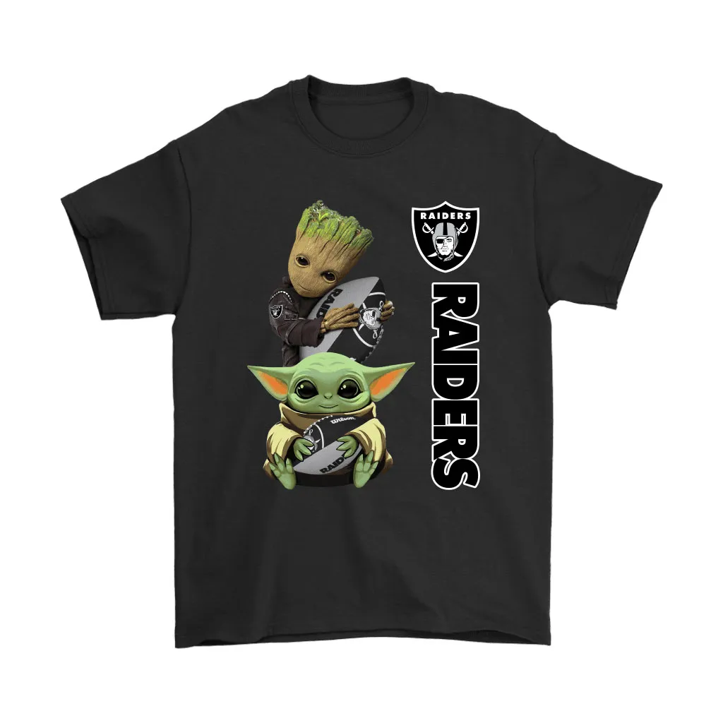 Baby Yoda And Groot Hug Oakland Raiders Nfl Men Women T-shirt, Hoodie, Sweatshirt