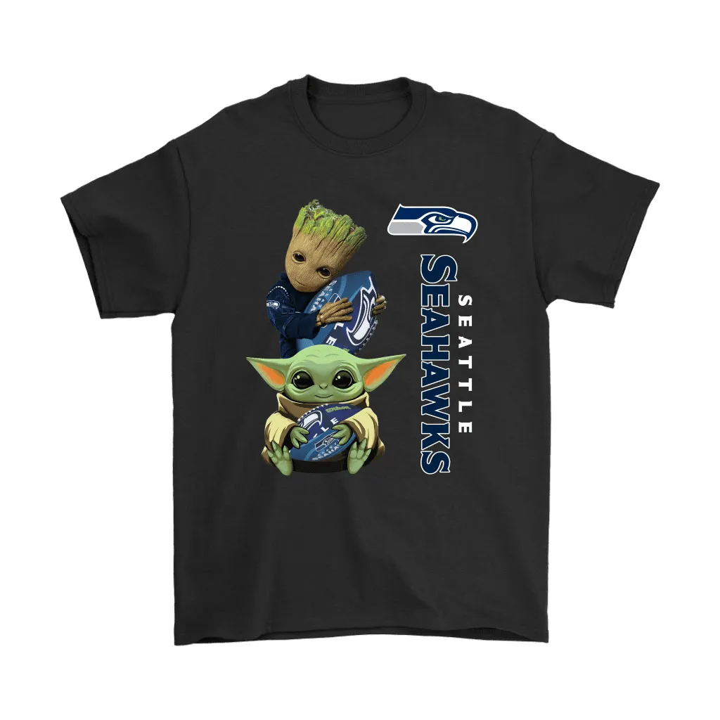 Baby Yoda And Groot Hug Seattle Seahawks Nfl Men Women T-shirt, Hoodie, Sweatshirt