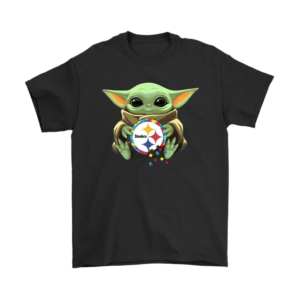 Baby Yoda Hugs The Pittsburgh Steelers Nfl Autism Awareness Men Women T-shirt, Hoodie, Sweatshirt