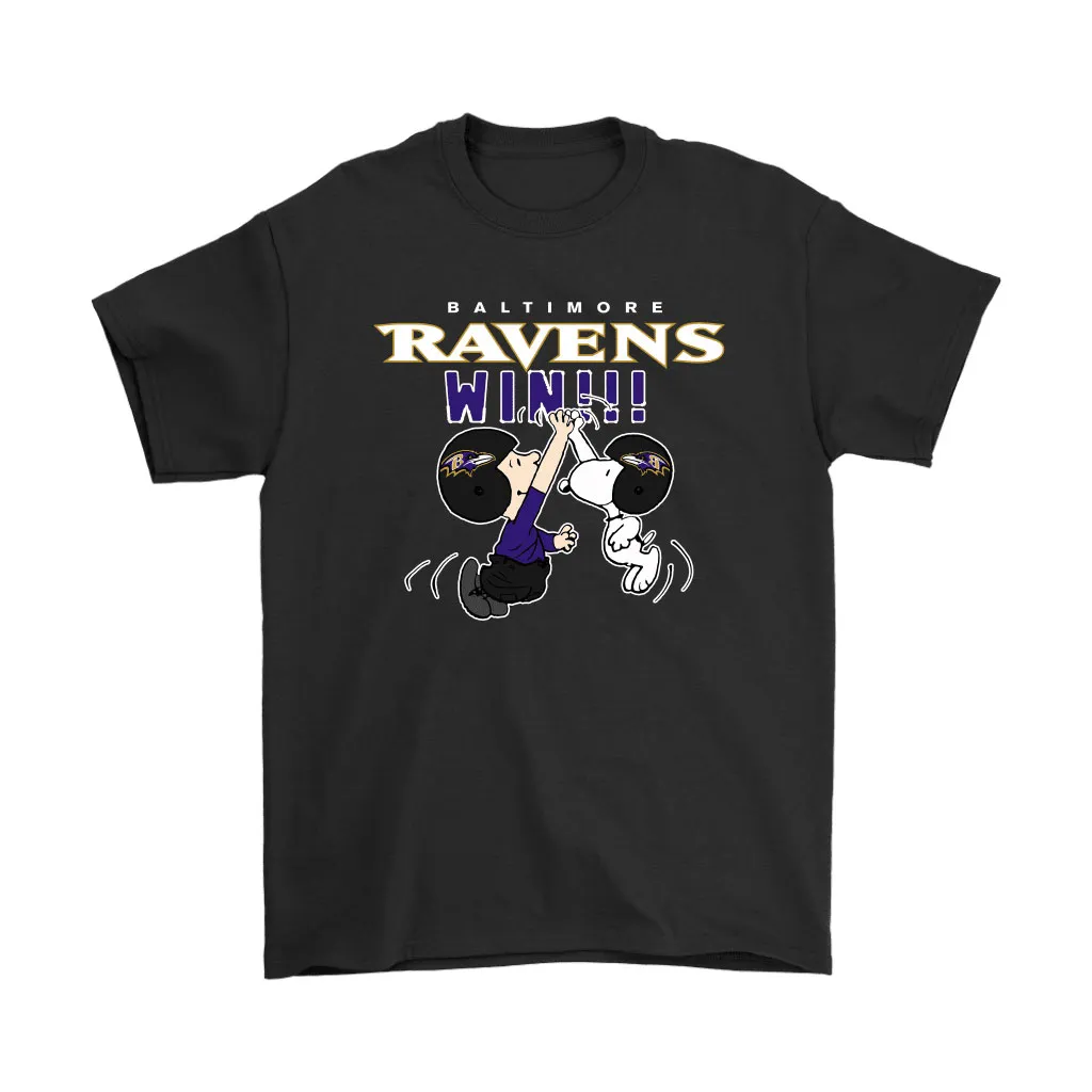 Charlie Snoopy High Five Baltimore Ravens Win Nfl Men Women T-shirt, Hoodie, Sweatshirt